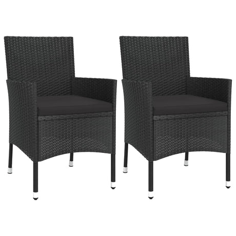 Vidaxl 3-delige bistroset met kussens poly rattan zwart
