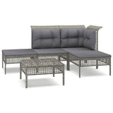 Vidaxl 5-delige loungeset met kussens poly rattan grijs