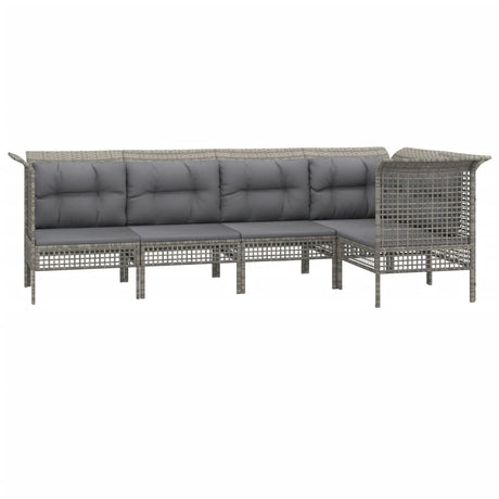 Vidaxl 5-delige loungeset met kussens poly rattan grijs