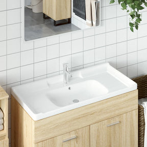 VidaXL Umywalka prostokątna 100x48x23 cm, ceramiczna biała