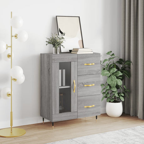 Vidaxl dressoir 69,5x34x90 cm bewerkt hout grijs sonoma eikenkleurig