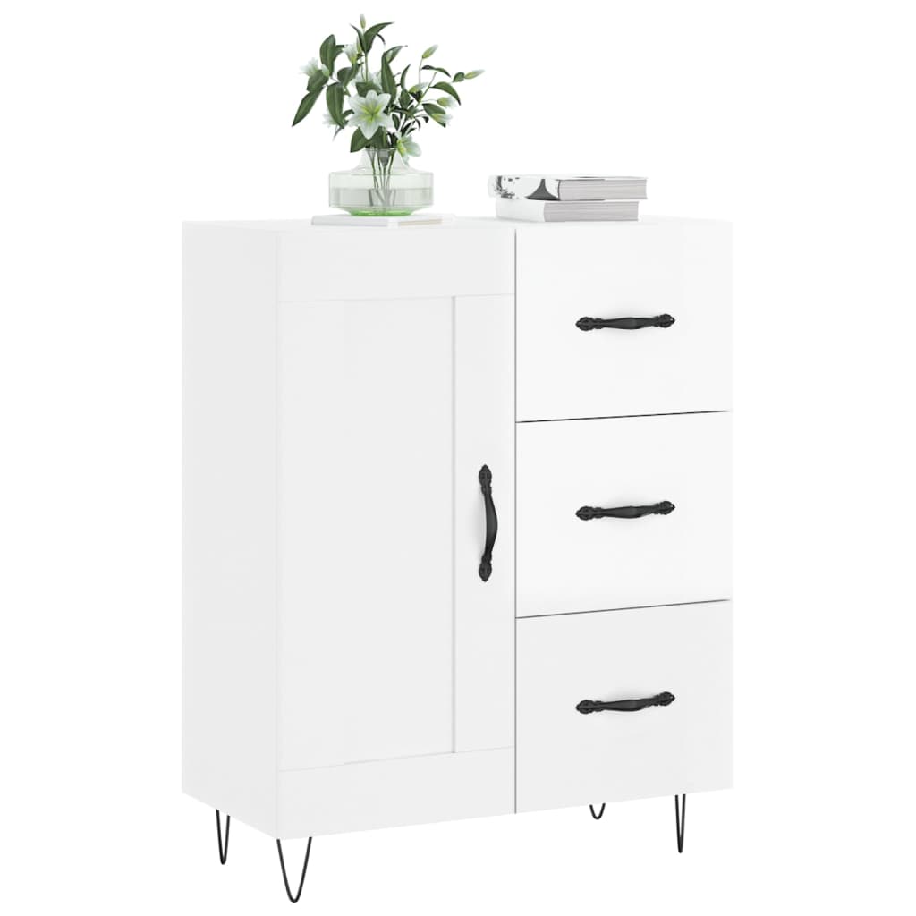 Vidaxl dressoir 69,5x34x90 cm bewerkt hout hoogglans wit