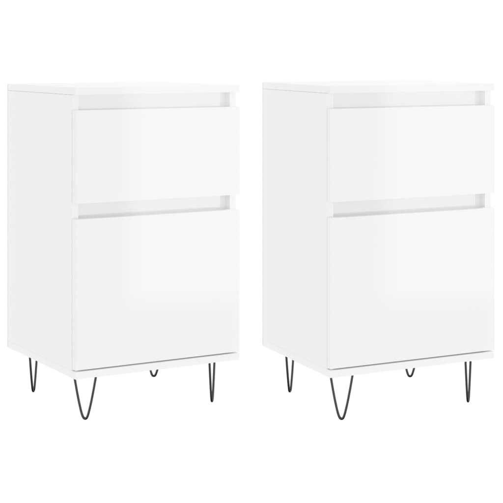 Vidaxl dressoirs 2 st 40x35x70 cm bewerkt hout hoogglans wit