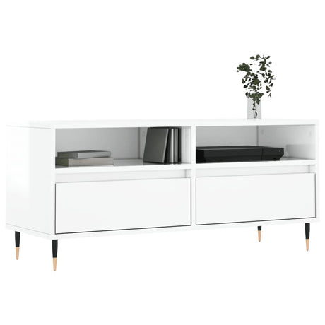 Vidaxl tv-meubel 100x34,5x44,5 cm bewerkt hout hoogglans wit