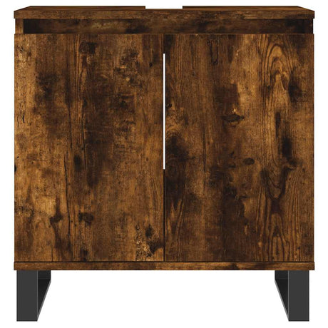 Vidaxl badkamerkast 58x33x60 cm bewerkt hout gerookt eikenkleurig