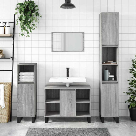 Vidaxl badkamerkast 80x33x60 cm bewerkt hout grijs sonoma eikenkleurig