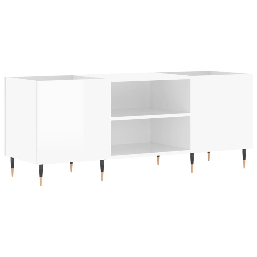 Vidaxl platenkast 121x38x48 cm bewerkt hout hoogglans wit