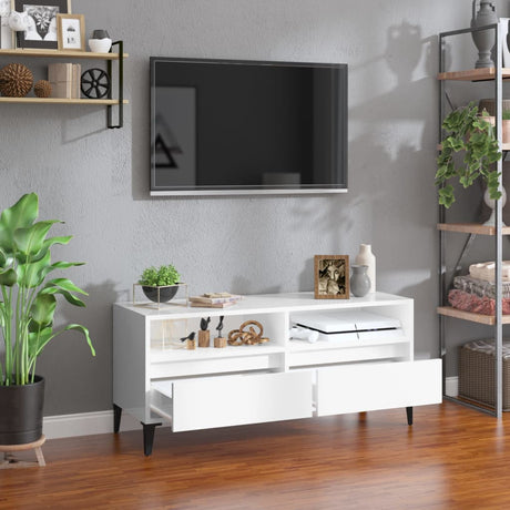 Vidaxl tv-meubel 100x34,5x44,5 cm bewerkt hout hoogglans wit