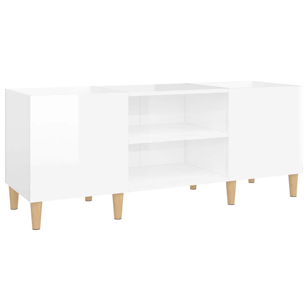 Vidaxl platenkast 121x38x48 cm bewerkt hout hoogglans wit