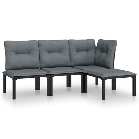 Vidaxl 4-delige loungeset poly rattan zwart en grijs