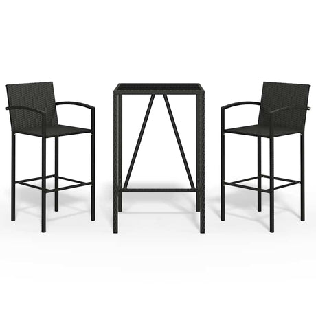 Vidaxl 3-delige tuinbarset poly rattan zwart