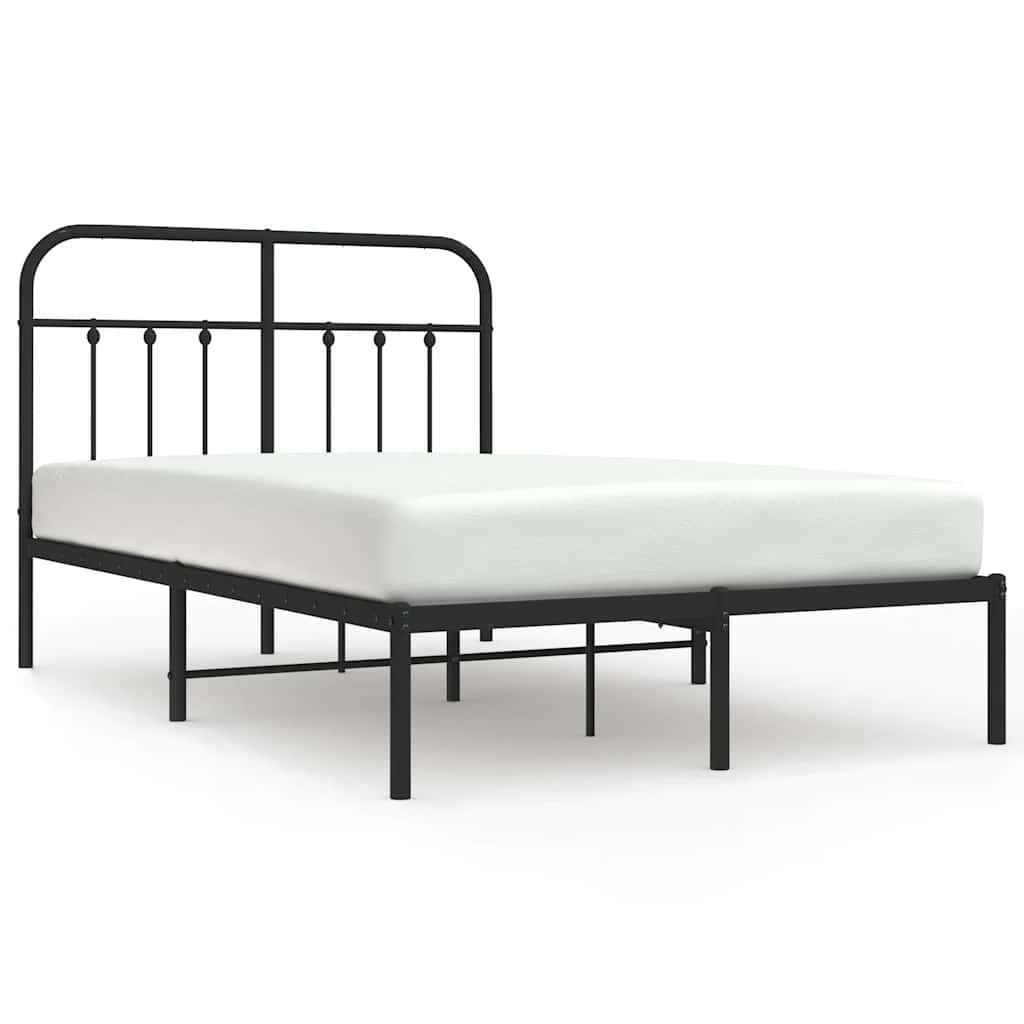 Vidaxl bedframe met hoofdbord metaal zwart 120x190 cm