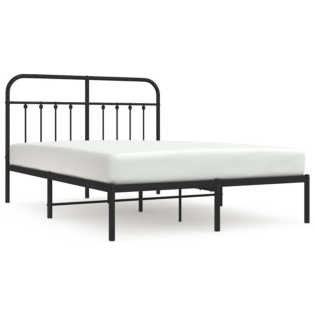 Vidaxl bedframe met hoofdbord metaal zwart 140x190 cm