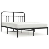 Vidaxl bedframe met hoofdbord metaal zwart 140x200 cm