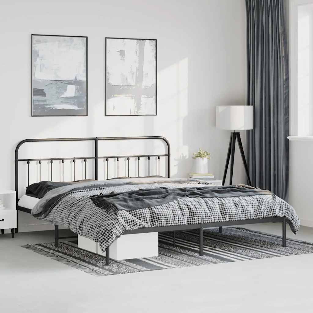 Vidaxl bedframe met hoofdbord metaal zwart 193x203 cm