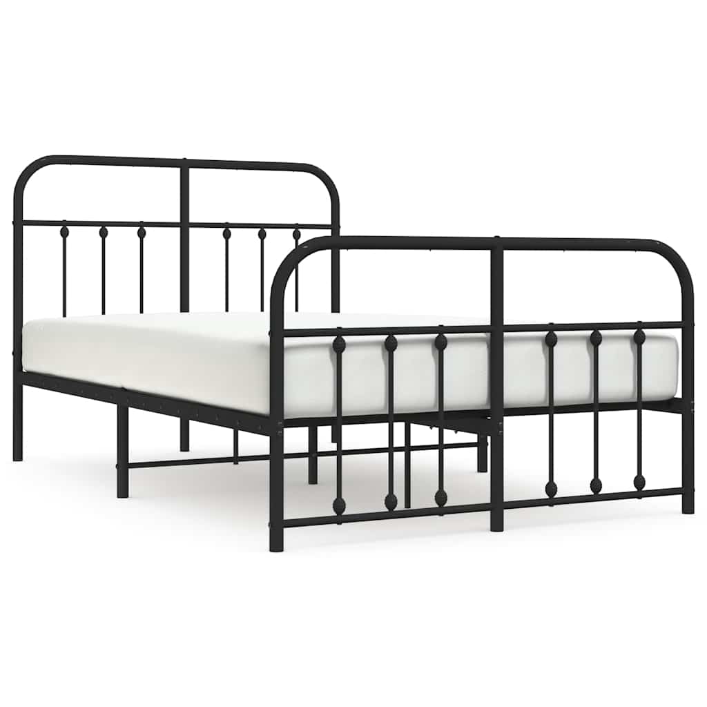 Vidaxl bedframe met hoofd- en voeteneinde metaal zwart 120x200 cm