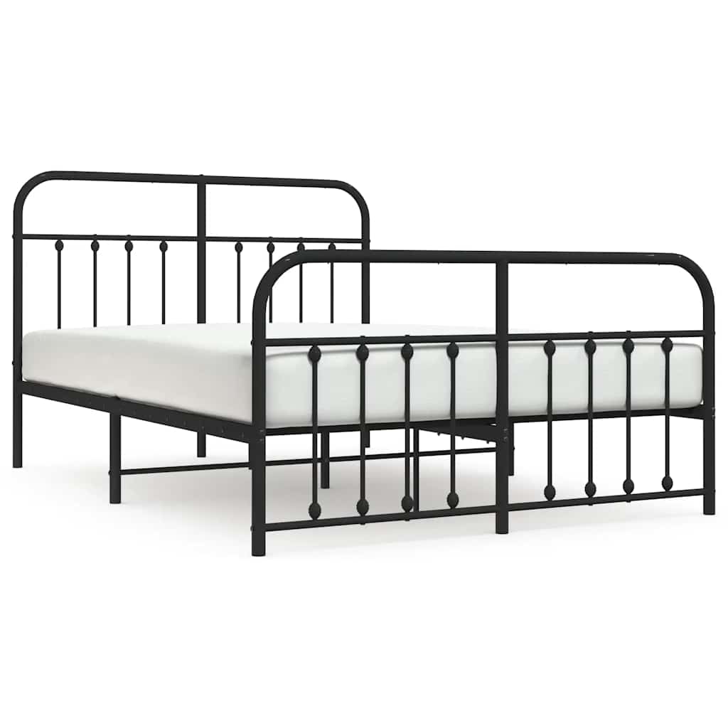 Vidaxl bedframe met hoofd- en voeteneinde metaal zwart 135x190 cm