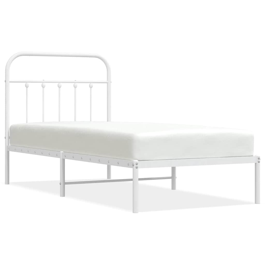 Vidaxl bedframe met hoofdbord metaal wit 90x190 cm