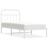 Vidaxl bedframe met hoofdbord metaal wit 90x190 cm