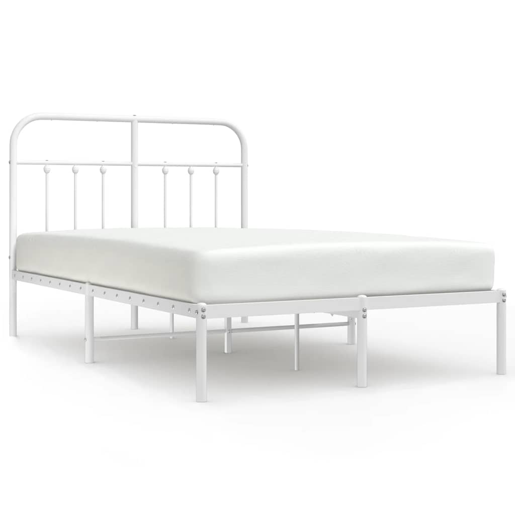 Vidaxl bedframe met hoofdbord metaal wit 120x200 cm