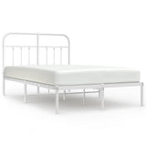Vidaxl bedframe met hoofdbord metaal wit 120x200 cm
