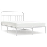 Vidaxl bedframe met hoofdbord metaal wit 135x190 cm