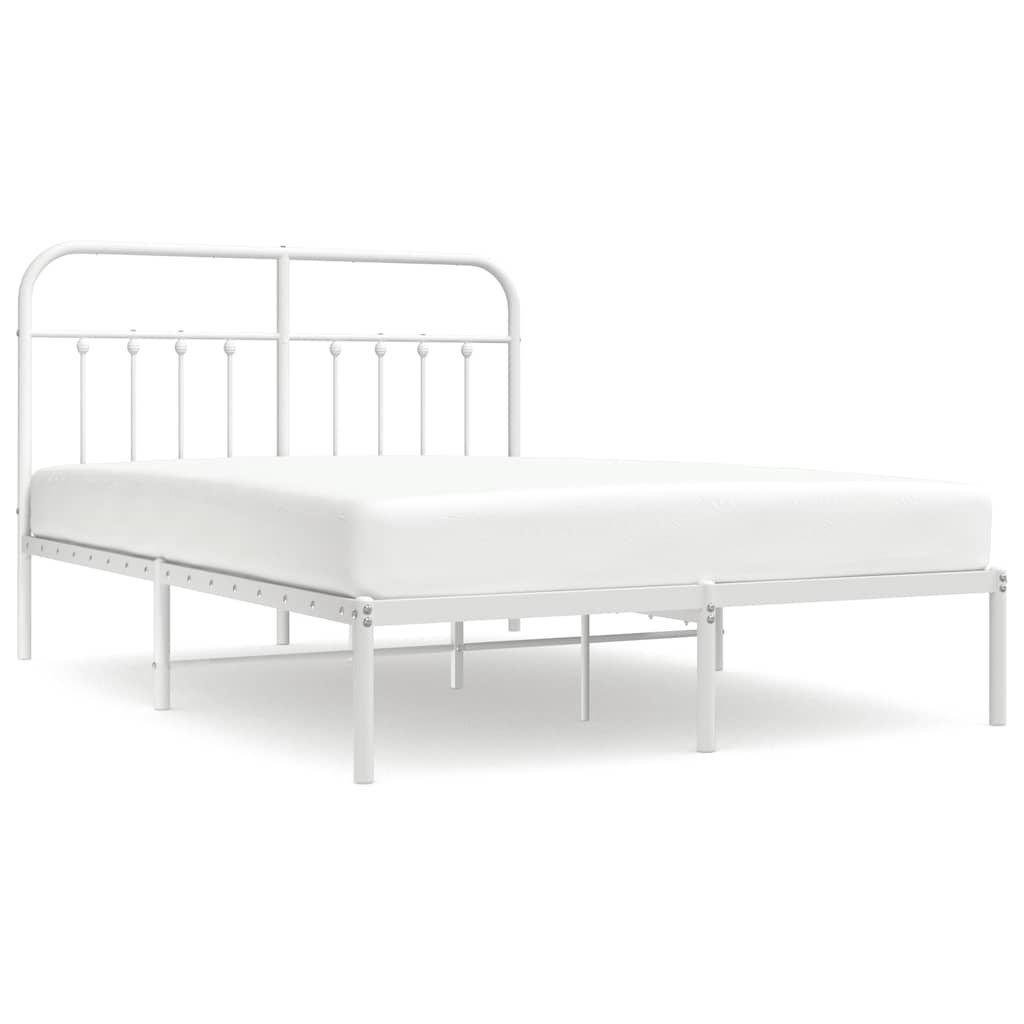 Vidaxl bedframe met hoofdbord metaal wit 140x190 cm