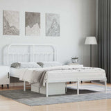 Vidaxl bedframe met hoofdbord metaal wit 140x190 cm