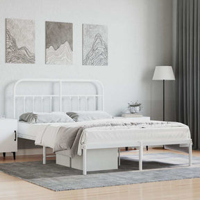 Vidaxl bedframe met hoofdbord metaal wit 140x190 cm