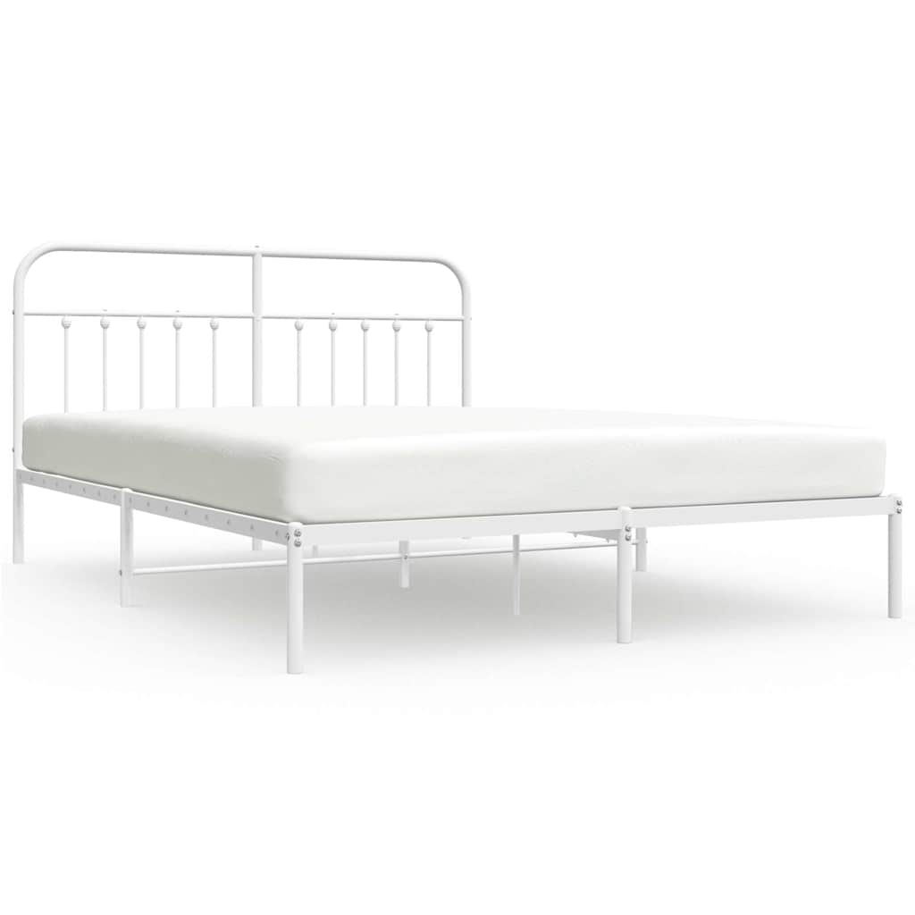 Vidaxl bedframe met hoofdbord metaal wit 183x213 cm