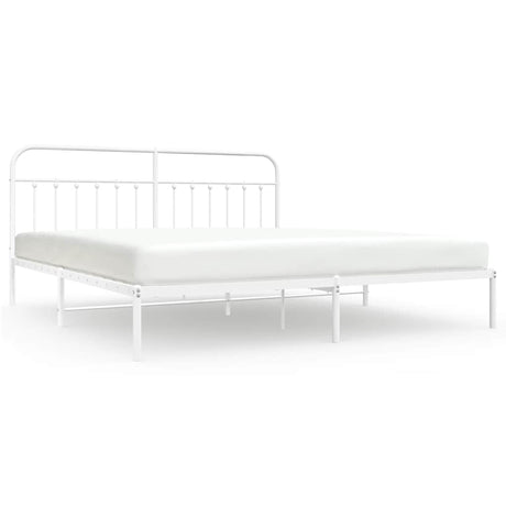 Vidaxl bedframe met hoofdbord metaal wit 193x203 cm