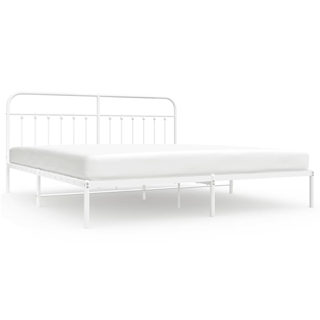 Vidaxl bedframe met hoofdbord metaal wit 200x200 cm