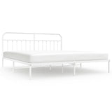 Vidaxl bedframe met hoofdbord metaal wit 200x200 cm