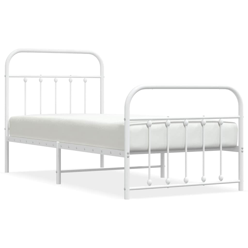 Vidaxl bedframe met hoofd- en voeteneinde metaal wit 90x200 cm