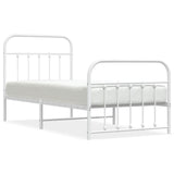 Vidaxl bedframe met hoofd- en voeteneinde metaal wit 90x200 cm