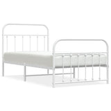 Vidaxl bedframe met hoofd- en voeteneinde metaal wit 100x190 cm