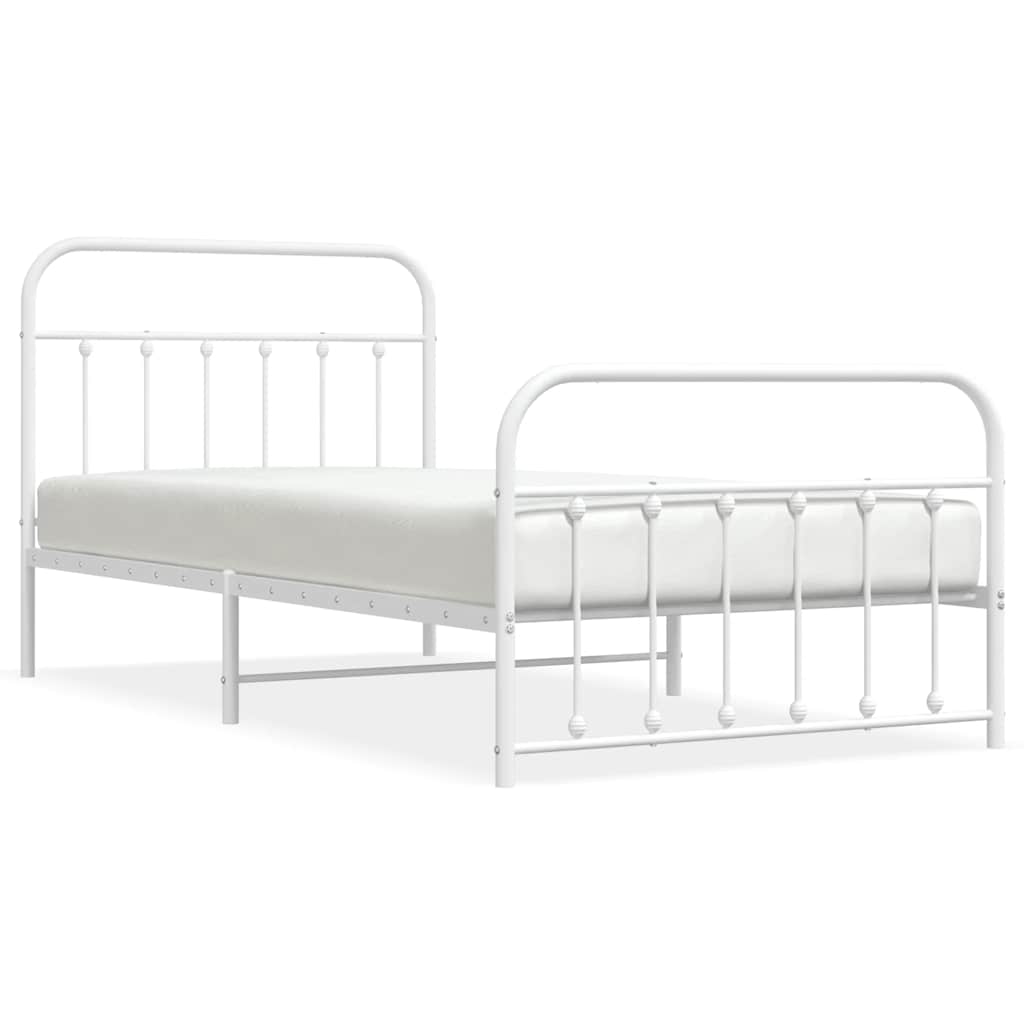 Vidaxl bedframe met hoofd- en voeteneinde metaal wit 100x200 cm
