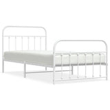 Vidaxl bedframe met hoofd- en voeteneinde metaal wit 107x203 cm