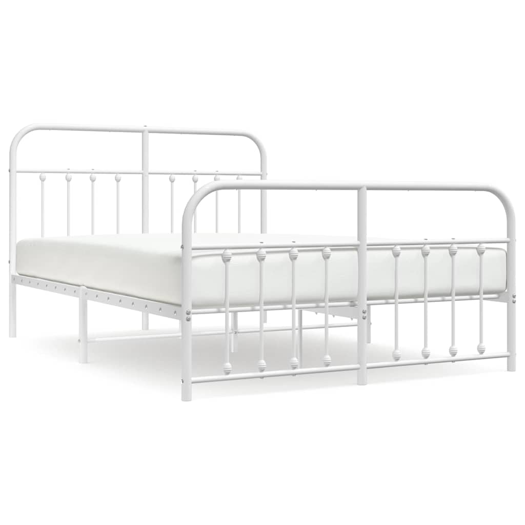 Vidaxl bedframe met hoofd- en voeteneinde metaal wit 140x190 cm