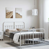 Vidaxl bedframe met hoofd- en voeteneinde metaal wit 150x200 cm