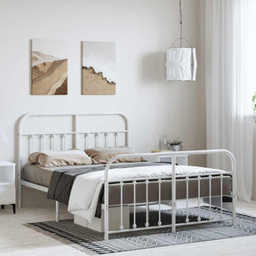 Vidaxl bedframe met hoofd- en voeteneinde metaal wit 150x200 cm