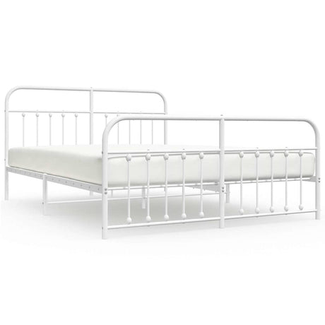 Vidaxl bedframe met hoofd- en voeteneinde metaal wit 183x213 cm