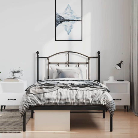 Vidaxl bedframe met hoofdbord metaal zwart 100x190 cm