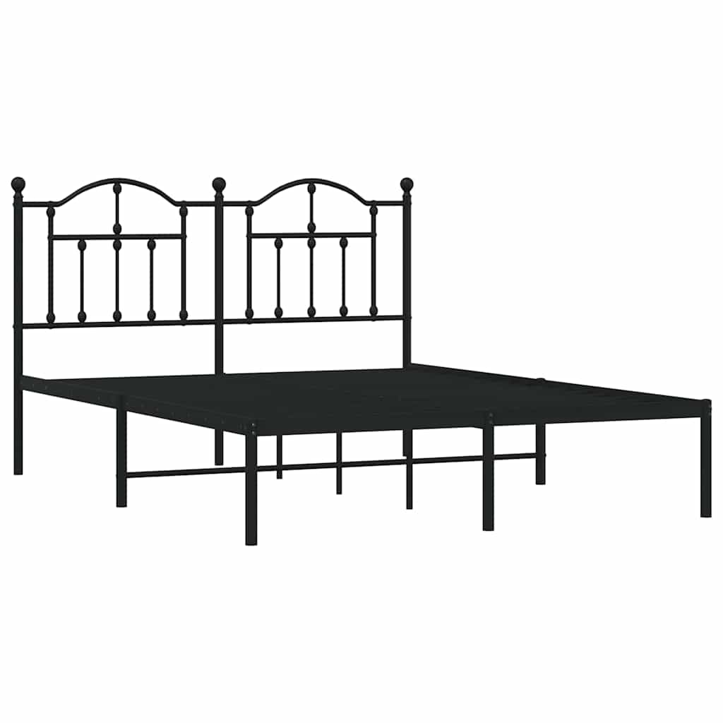 Vidaxl bedframe met hoofdbord metaal zwart 135x190 cm