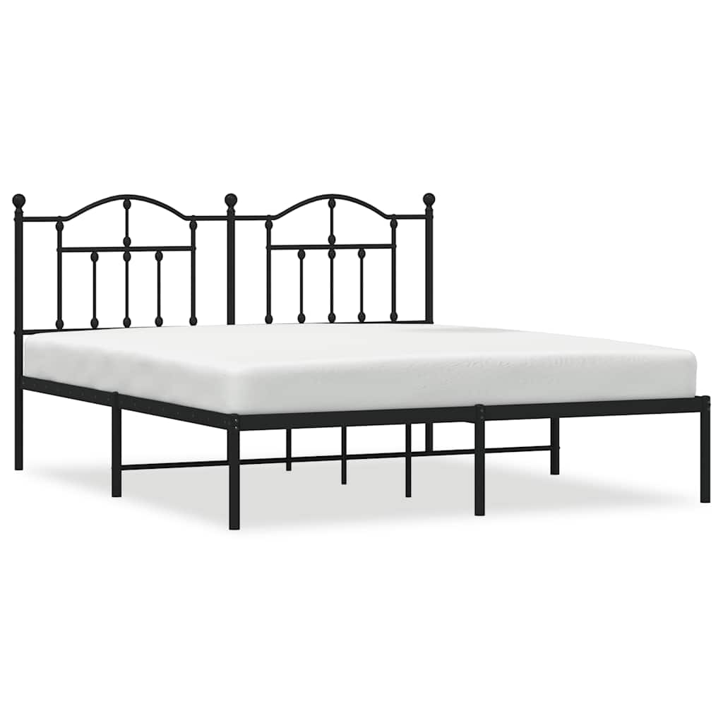 Vidaxl bedframe met hoofdbord metaal zwart 180x200 cm