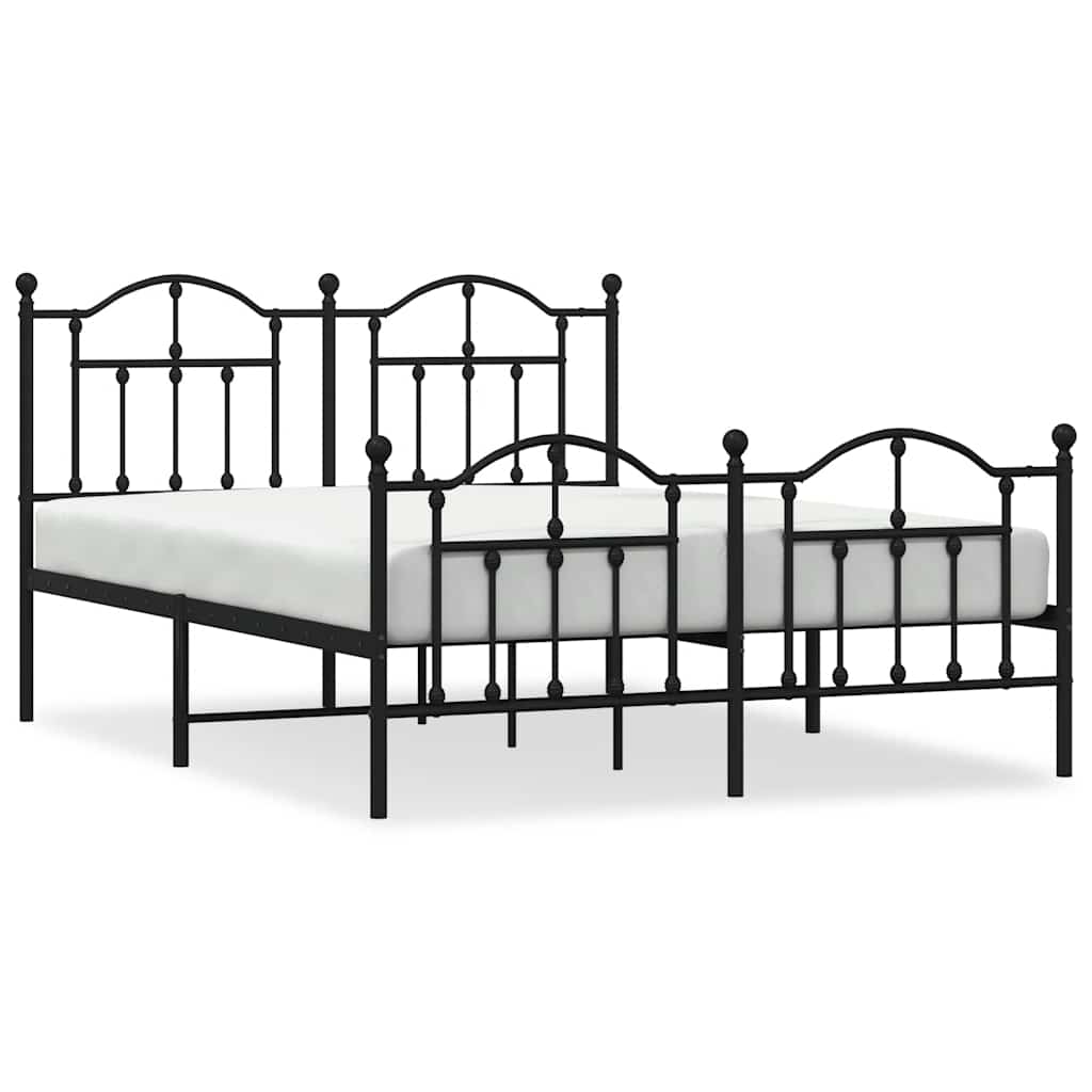 Vidaxl bedframe met hoofd- en voeteneinde metaal zwart 140x200 cm