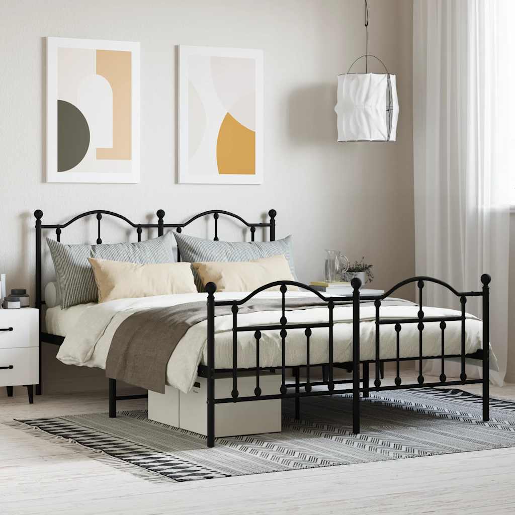Vidaxl bedframe met hoofd- en voeteneinde metaal zwart 140x200 cm