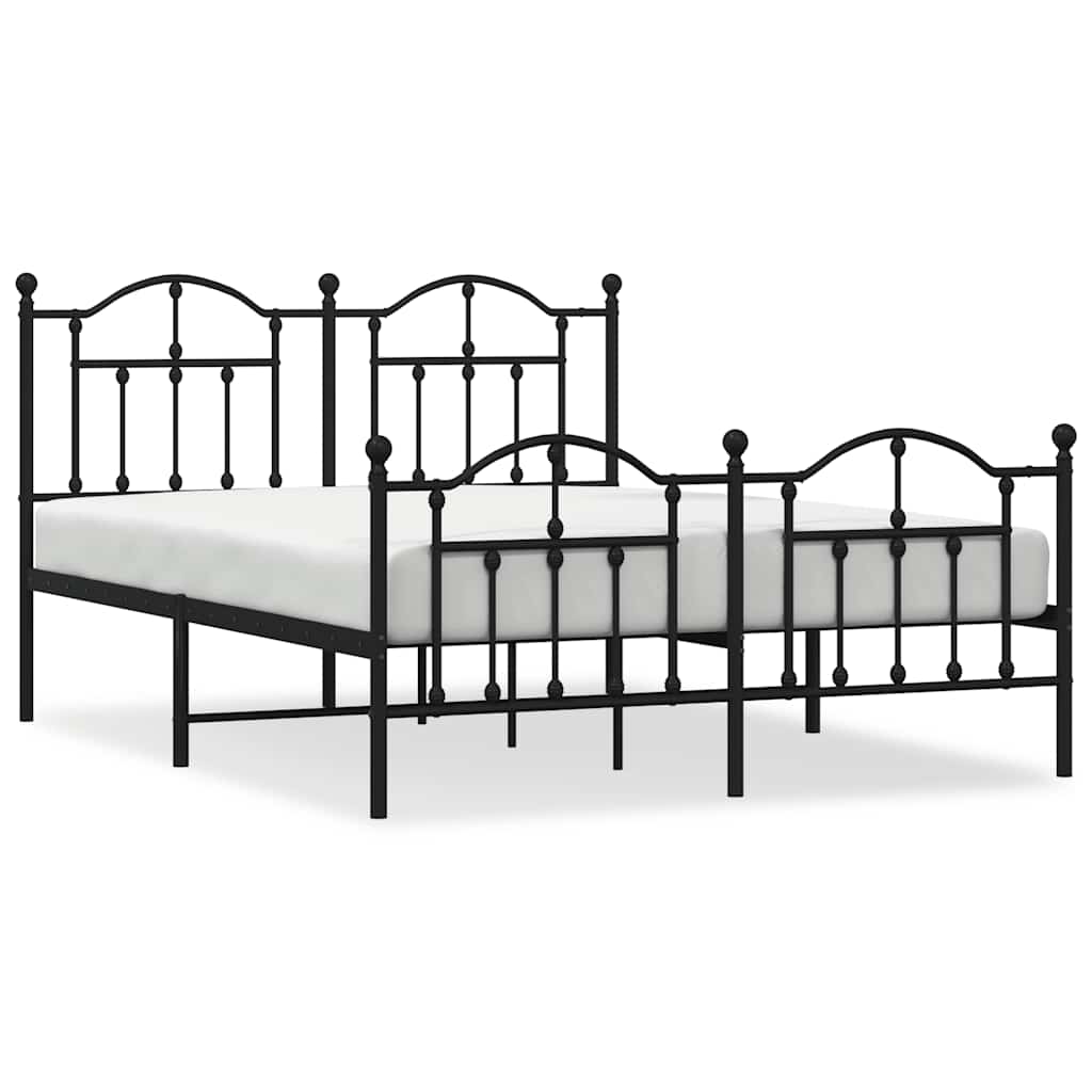 Vidaxl bedframe met hoofd- en voeteneinde metaal zwart 150x200 cm