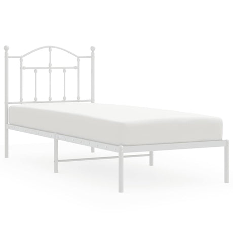 Vidaxl bedframe met hoofdbord metaal wit 90x190 cm