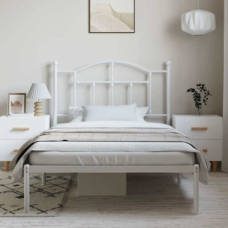 Vidaxl bedframe met hoofdbord metaal wit 100x190 cm